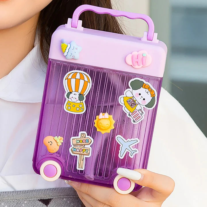 Cute Suitcase Straw Water Bottle, 450ml Plastic Water Cup with Straw Briefcase Shape Kids Water Bottle, Portable Drinking Cup for Girls Boys School, Easy to Carry Sports Bottles for Girls and Boys Cute Suitcase Straw Water Bottle, 450ml Plastic Water Cup with Straw Briefcase Shape Kids Water Bottle, Portable Drinking Cup for Girls Boys School, Easy to Carry Sports Bottles for Girls and Boys
